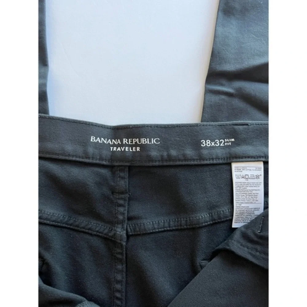Banana Republic Pants Mens 38x32 Black Traveler Slim Fit Chino‎ Preppy